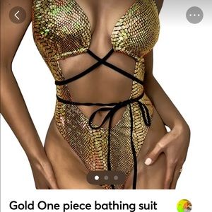 Gold one piece bathing suit